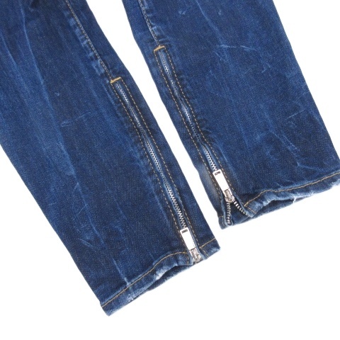 【中古】ディースクエアード DSQUARED2 ダメージ スキニー ジーンズ ジップ デニム パンツ 42 インディゴ メンズ_4