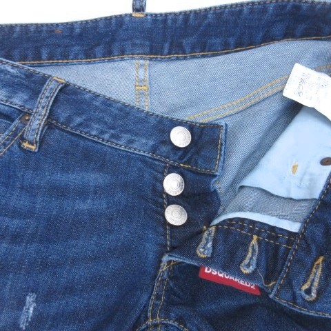 【中古】ディースクエアード DSQUARED2 ダメージ スキニー ジーンズ ジップ デニム パンツ 42 インディゴ メンズ_5