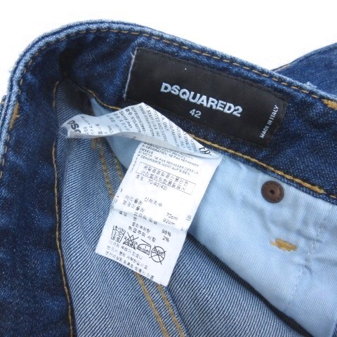 【中古】ディースクエアード DSQUARED2 ダメージ スキニー ジーンズ ジップ デニム パンツ 42 インディゴ メンズ_6
