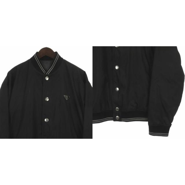 【中古】プラダ PRADA 23AW RE-NYLON 三角ロゴ ロゴプレート リバーシブル ブルゾン ジャケット ブラック グレー M_1