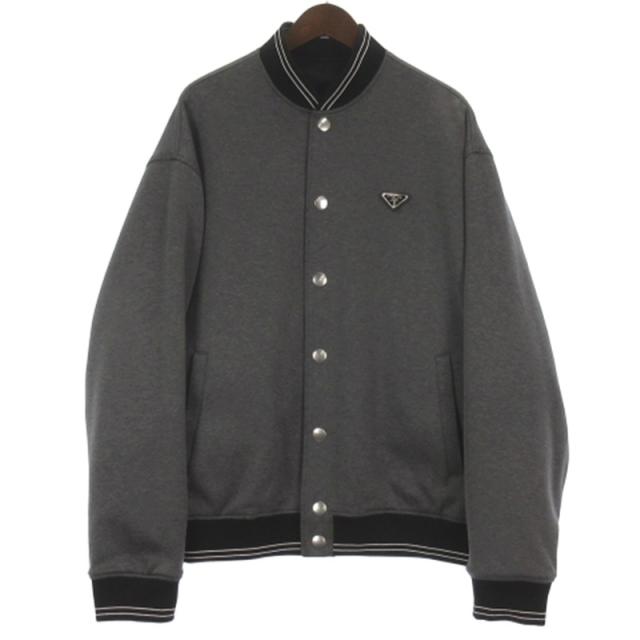 【中古】プラダ PRADA 23AW RE-NYLON 三角ロゴ ロゴプレート リバーシブル ブルゾン ジャケット ブラック グレー M_3