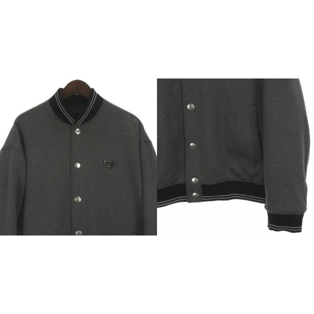 【中古】プラダ PRADA 23AW RE-NYLON 三角ロゴ ロゴプレート リバーシブル ブルゾン ジャケット ブラック グレー M_4