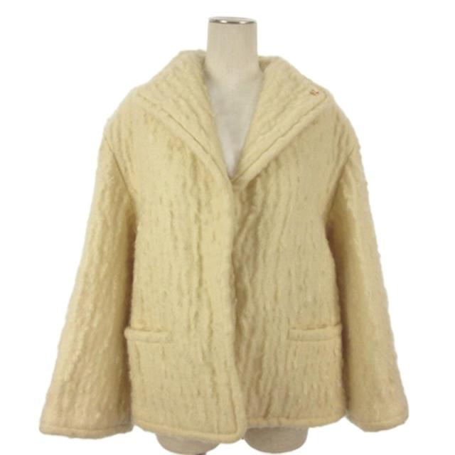 【中古】シャネル CHANEL ヴィンテージ ココマーク モヘヤ コート ジャケット フランス製 ホワイト 42 レディース