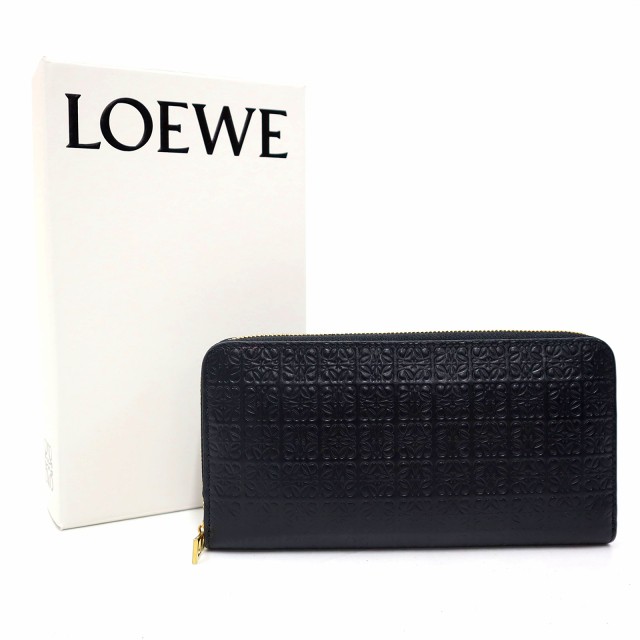 【中古】ロエベ LOEWE C499T12X07 リピート ジップアラウンド ウォレット (エンボスシルクカーフ) 長財布 BLACK｜au PAY  マーケット