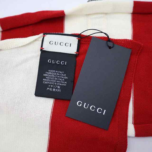 中古】未使用品 グッチ GUCCI 鳥柄 刺しゅう入り ボーダー ニット