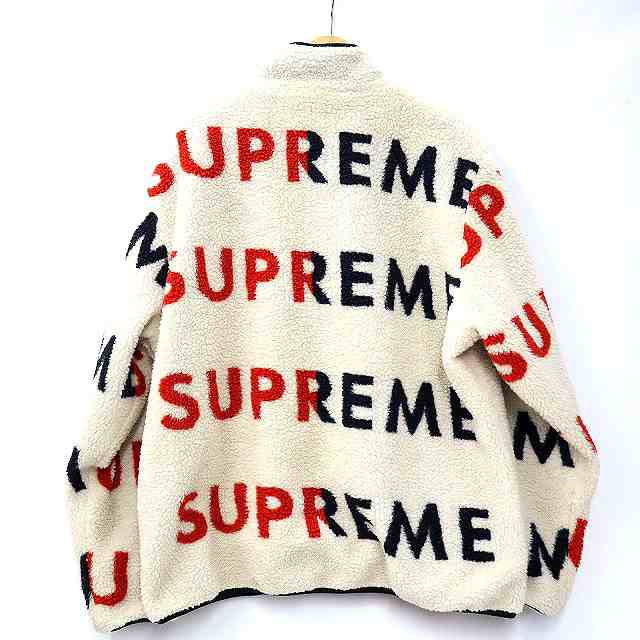 【中古】2018AW SUPREME シュプリーム Reversible Logo Fleece Jacket リバーシブル ロゴ フリース  ジャケット M 白｜au PAY マーケット