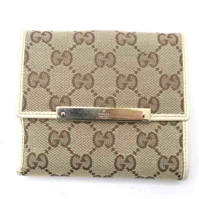 中古】グッチ GUCCI Wホック GGキャンバス 二つ折り財布 ウォレット