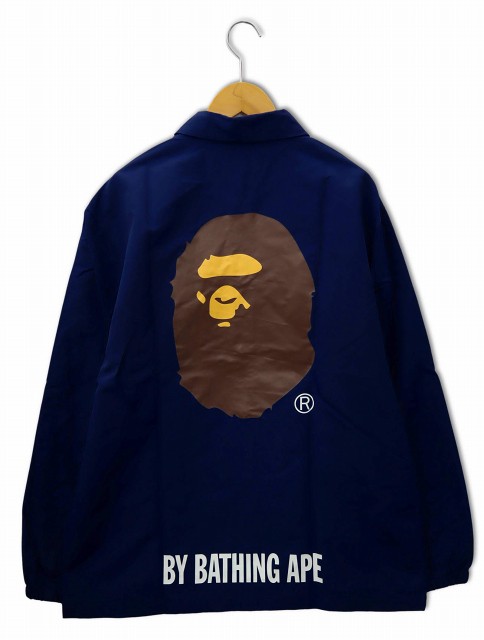 【中古】アベイシングエイプ A BATHING APE サル ロゴ プリント ナイロン コーチジャケット 2XL NAVY(ネイビー)の通販は