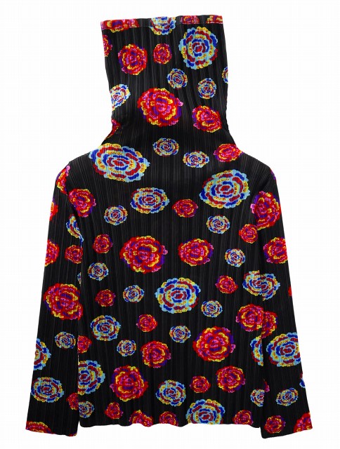 【中古】プリーツプリーズ 総柄 フラワー バラ プリント ハイネック ロングスリーブ シャツ カットソー 3の通販は