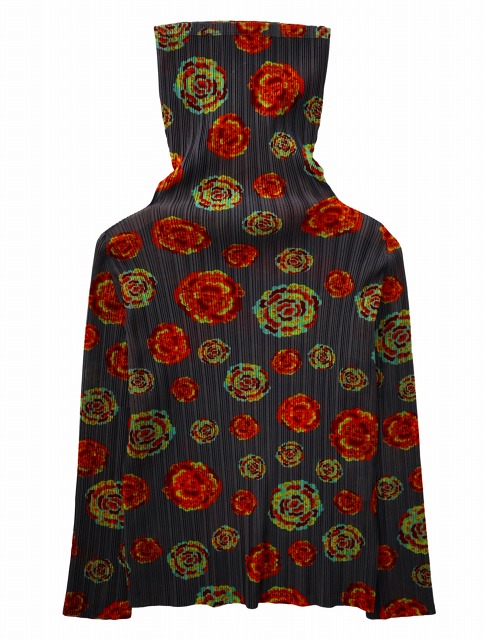 【中古】プリーツプリーズ 総柄 フラワー バラ プリント ハイネック ロングスリーブ シャツ カットソー 3の通販は