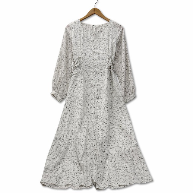 【中古】グレイル GRL サイドレースアップ ドット ワンピース M ホワイト レディースの通販はau PAY マーケット ブランド古着の