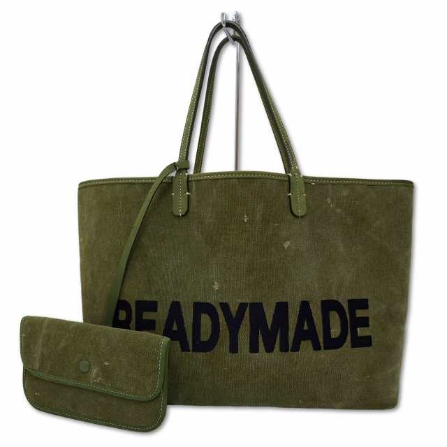 【中古】レディメイド　READYMADE DOROTHY BAG (M) ヴィンテージ加工 ロゴ刺繍 ドロシー バッグ トートバッグ KHAKI