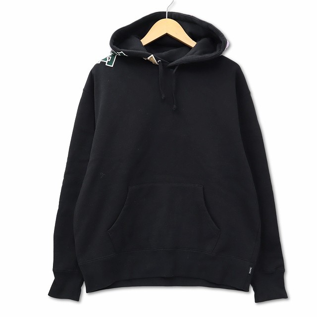 【中古】シュプリーム SUPREME Scattered Applique Hooded スキャタード アプリケ フーディー S ブラック