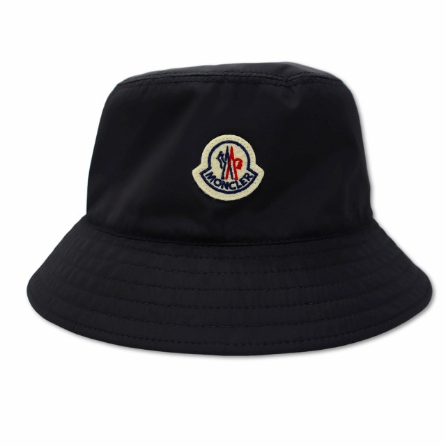 【中古】モンクレール MONCLER 2024SS BUCKET ロゴ ワッペン ナイロン バケットハット 帽子 L BLACK(ブラック) メンズ