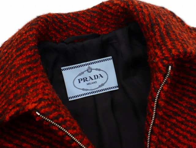 【中古】プラダ PRADA ツイード ジップ ジャケット 38(XS) レディース