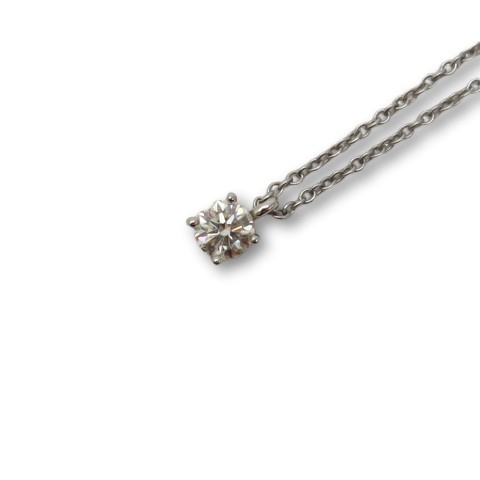 【中古】ティファニー TIFFANY & CO. Pt950 プラチナ ダイヤモンド 0.28ct ソリティア ネックレス SILVER(シルバー)