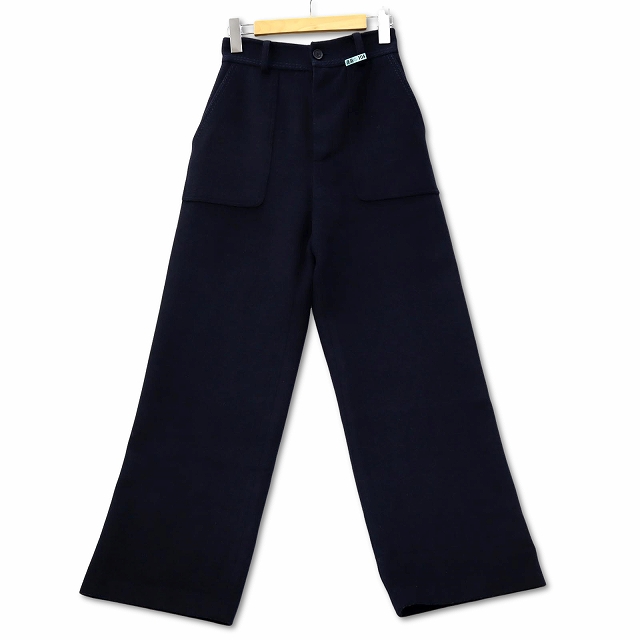 中古】YONFA ウール ワイド パンツ XS ネイビー レディースの 中古】YONFA ウール ワイド パンツ XS ネイビー レディースの