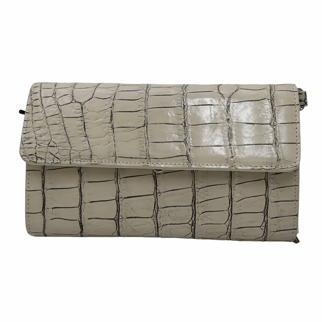 【中古】la Deesse CRESCEND クレッシェンド EB-321749 目地染め クロコダイルレザー フラップ ショルダーバッグの通販は