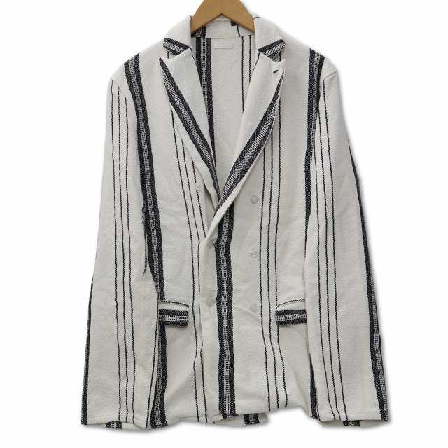 【中古】シーオール SEEALL KINGSTONE JACKET キングストーン ストライプ ダブル テーラード ジャケット 44 ホワイトの通販は