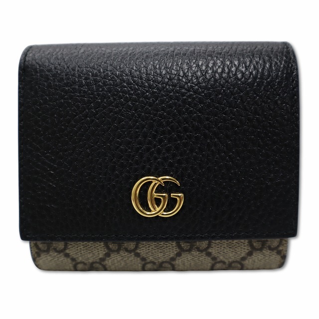 【中古】グッチ GUCCI 598587 ダブルG バイカラーミディアム ウォレット 財布 BLACK/BEIGE(ブラック/ベージュ)の通販は 27,170円