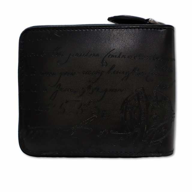 【中古】ベルルッティ Berluti イタウバ スクエア スクリットレザー ジップウォレット 財布 BLACK(ブラック) メンズ
