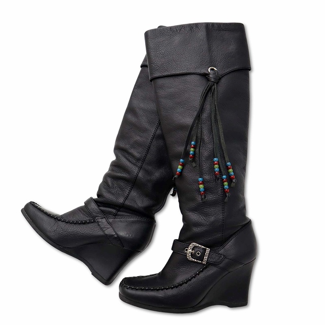 【未使用】ANNA SUI 猫脚ブラックロングブーツ アナスイ ANNA SUI 猫脚 ロングブーツ 24cm 黒 ANNA SUI 黒 ロング