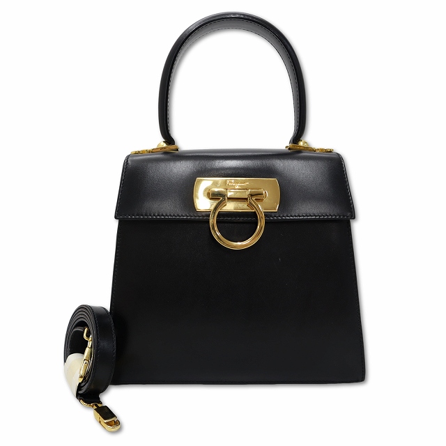 【中古】サルヴァトーレフェラガモ AQ212193 レザー ガンチーニ 2way ショルダー トップハンドル バッグ 中古】サルヴァトーレフェラガモ AQ212193 レザー ガンチーニ 2way