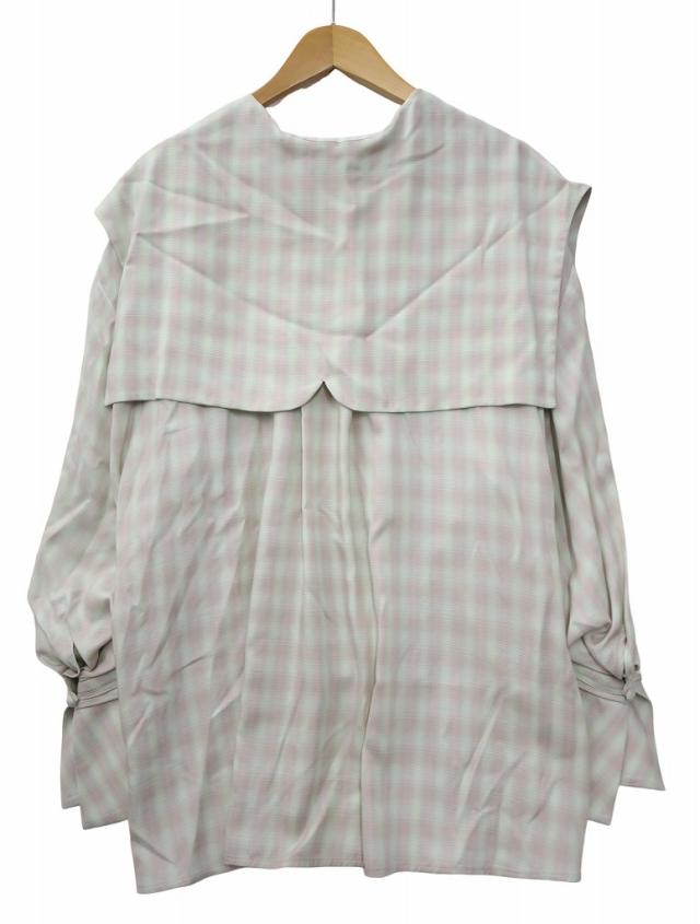 【中古】マメクロゴウチ Linen Mix Ombre Check Sailor Collar Blouse 1 MINTGREEN(ミントグリーン) レディース 中古】マメクロゴウチ Linen Mix Ombre Check Sailor Collar Blouse 1