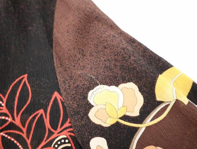 中古】レオナール LEONARD シルク クルーネック 長袖 フラワー柄