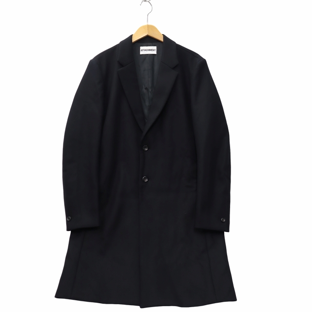 【中古】ATTACHMENT MELTON SINGLE COAT チェスターコート 1 NAVY ネイビー AC22-035 メンズ