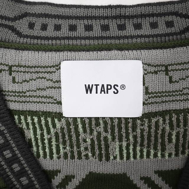 【中古】未使用品 ダブルタップス WTAPS 24AW PALMER 813 / SWEATER / ACRYLIC ジャガード ニット カーディガン 02(M)_2