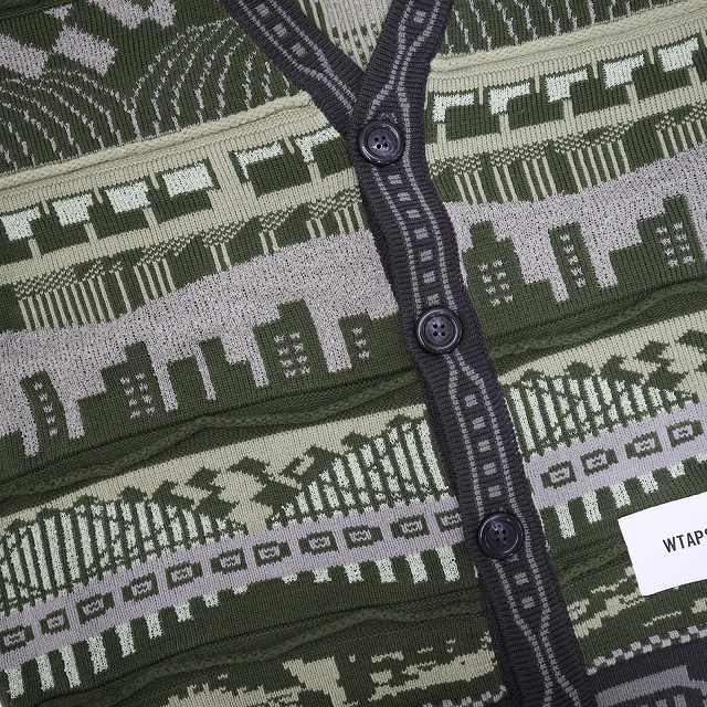 【中古】未使用品 ダブルタップス WTAPS 24AW PALMER 813 / SWEATER / ACRYLIC ジャガード ニット カーディガン 02(M)_4