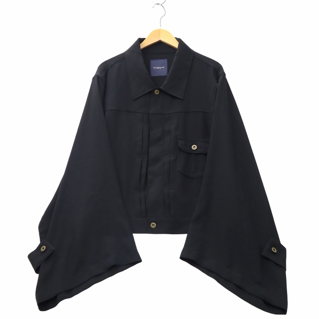 【中古】2024SS RAINMAKER KYOTO MELANGE TWILL N-SLEEVE TRUCKER JACKET トラッカージャケット 46 ブラック メンズ
