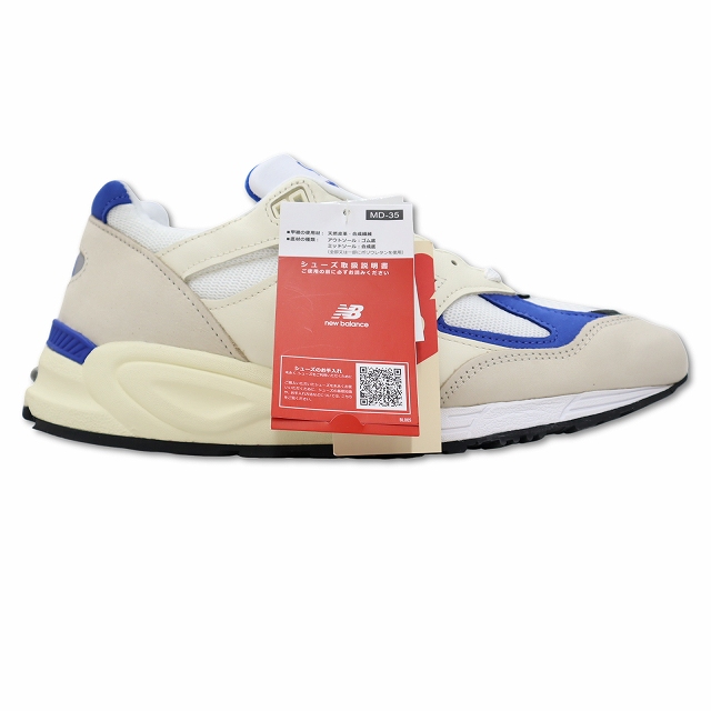 【中古】未使用品 ニューバランス NEW BALANCE M990WB2 990V2 "White/Navy" ローカット スニーカー 28.5cm 訳あり