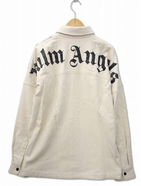 【中古】パームエンジェルス PALM ANGELS バックロゴ刺繍 長袖 チェック フランネル シャツ 46 WHITE(ホワイト)