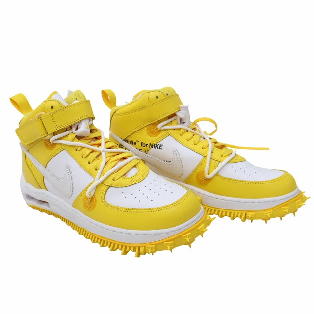 【中古】未使用品 NIKE × OFF WHITE 28.5cm AIR FORCE 1 MID SP LTHR WHITE AND VARSITY MAIZE スニーカー メンズ