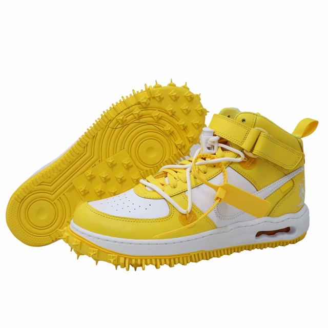【中古】未使用品 NIKE × OFF WHITE 28.5cm AIR FORCE 1 MID SP LTHR WHITE AND VARSITY MAIZE スニーカー メンズ