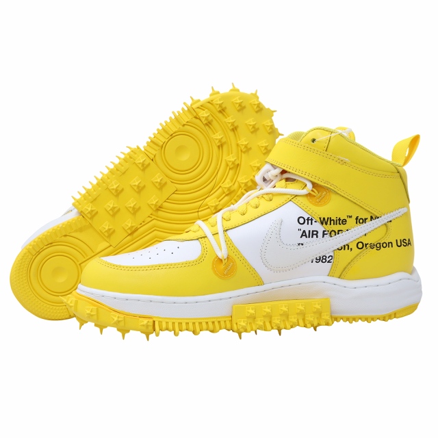 【中古】未使用品 NIKE × OFF WHITE 28.5cm AIR FORCE 1 MID SP LTHR WHITE AND VARSITY MAIZE スニーカー メンズ