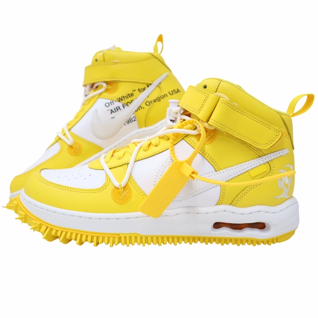 【中古】未使用品 NIKE × OFF WHITE 28.5cm AIR FORCE 1 MID SP LTHR WHITE AND VARSITY MAIZE スニーカー メンズ