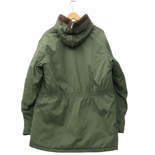 【中古】L.L.BEAN 50〜60s ヴィンテージ 筆記体タグ 裏キルト フーデッド ミリタリー コート 40 カーキ メンズ