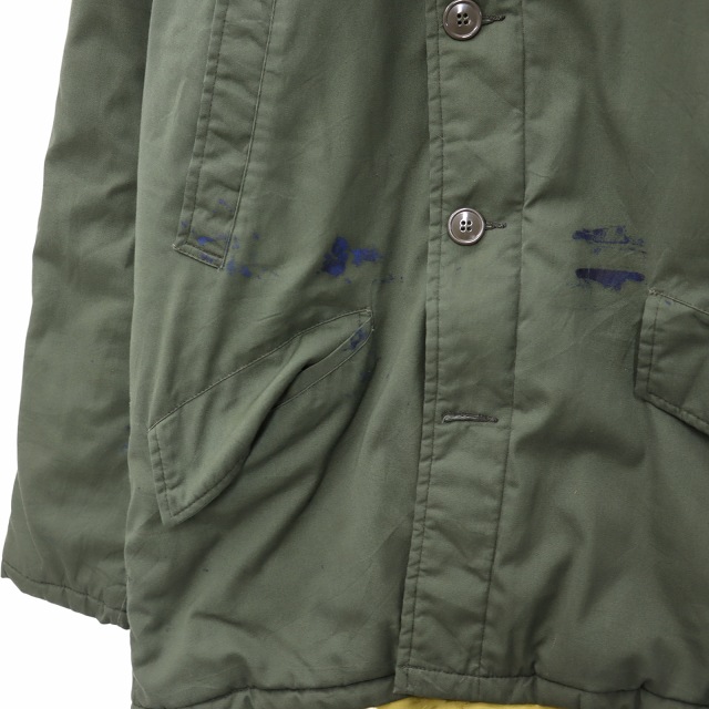 【中古】L.L.BEAN 50〜60s ヴィンテージ 筆記体タグ 裏キルト フーデッド ミリタリー コート 40 カーキ メンズ
