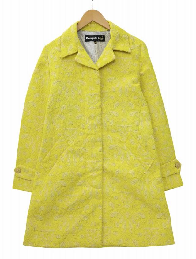 中古】デシグアル Desigual ペイズリー柄 比翼ボタン チェスターコート