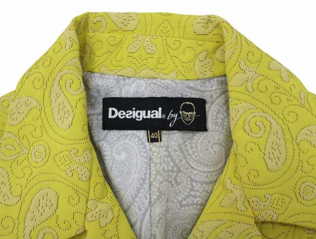 中古】デシグアル Desigual ペイズリー柄 比翼ボタン チェスターコート