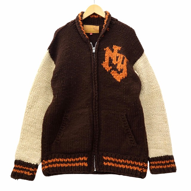 【中古】シュプリーム SUPREME カウチン ニット フルジップ ジャケット XL こげ茶 × ベージュ メンズ
