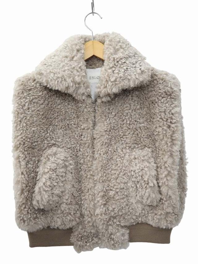 【中古】未使用品 ESLOW エスロー SHEEP FUR SLEEVELESS JACKET シープ ファー スリーブレス ジャケット 9(F) ベージュ