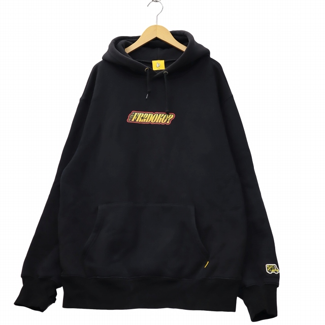 【中古】#FR2 DOKO エフアールツー ドコ プリント プルオーバー パーカー XL BLACK ブラック メンズ