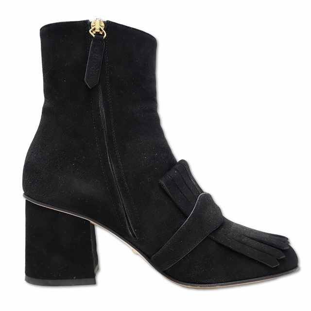 【中古】グッチ GUCCI 408210 スエード GGマーモント フリンジ ショート ブーツ 36 1/2(23.5cm)