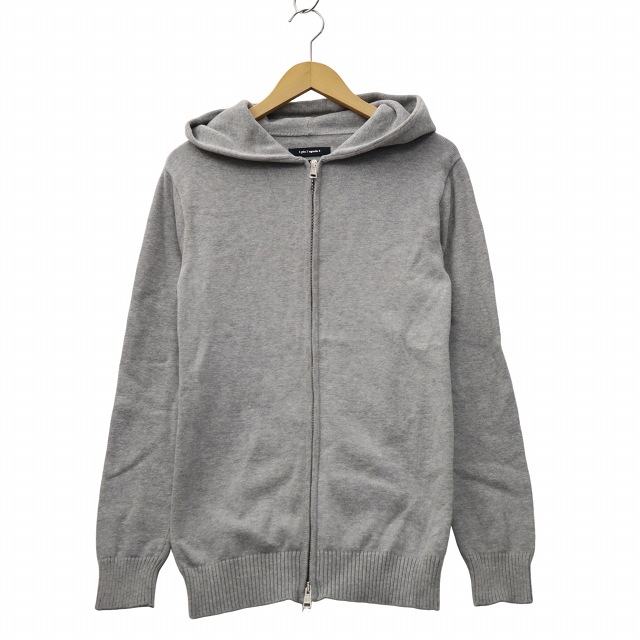 【中古】1PIU1UGUALE3 ZIP PARKA ジップ フーデッド ニット パーカー 4 GRAY グレー MRK170 メンズ