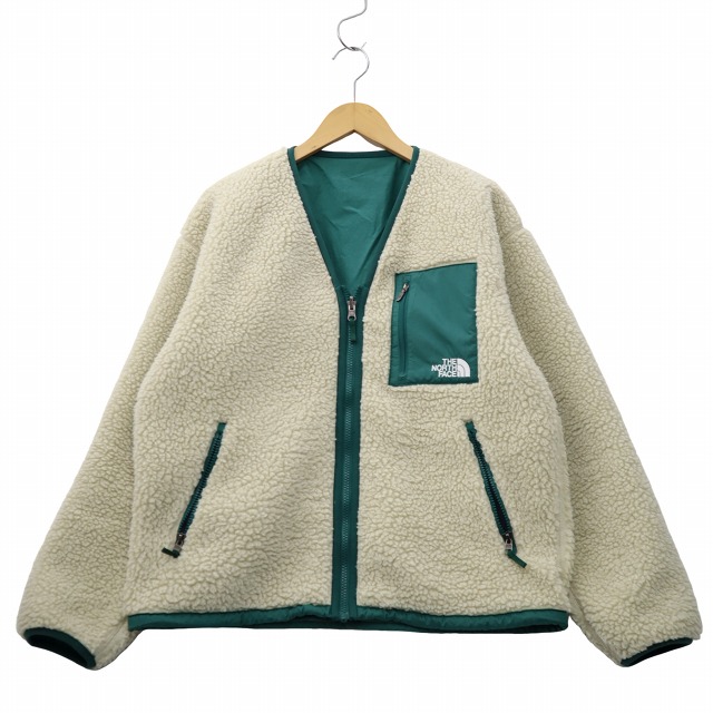 【中古】THE NORTH FACE リバーシブル エクストリーム パイル カーディガン S  オートミール × TNFグリーン メンズ