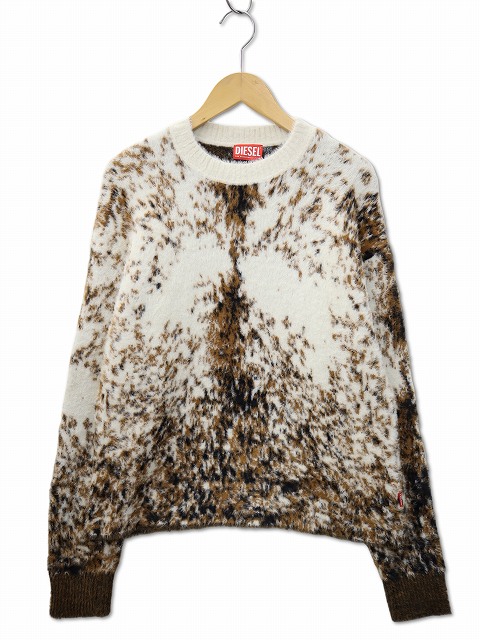 【中古】ディーゼル DIESEL 2024AW K-ITELLO レオパード柄 シャギー ニット セーター L メンズ